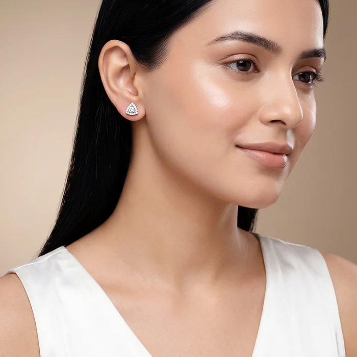 Silver Centre Point Stud Earrings - Image 3