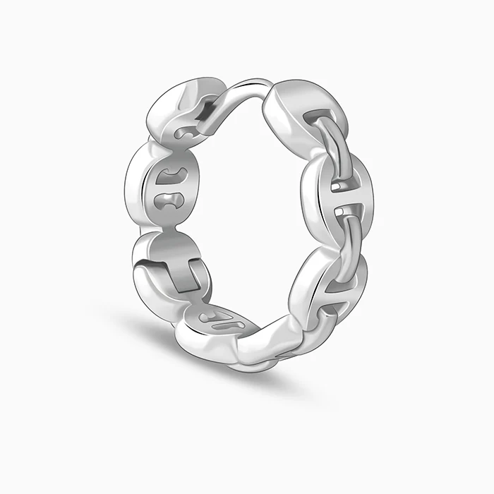 Silver Chain Hoop Earring For Him - Image 6