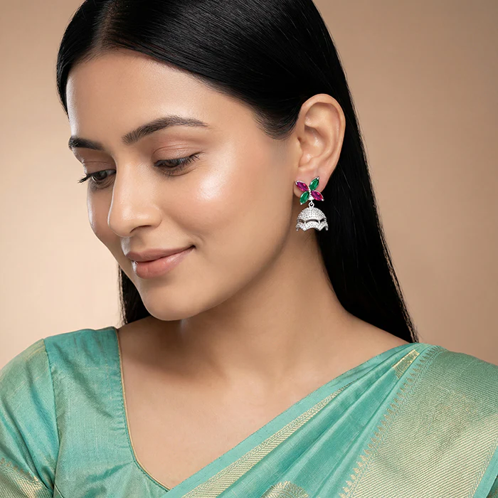 Silver Chandrika Jhumki - Image 3