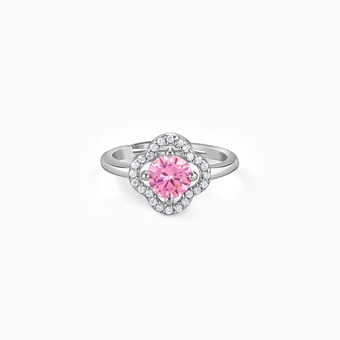 Silver Charm in Clover Ring
