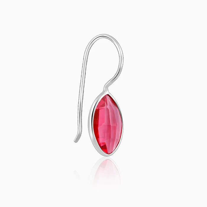 Silver Cherry Pink Crystal Earrings - Image 4