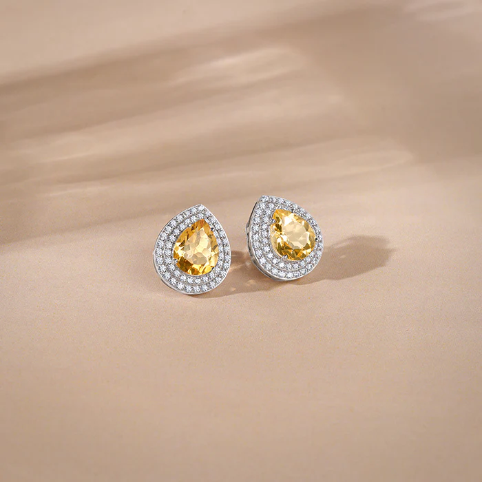 Silver Citrine Drop Studs - Image 2