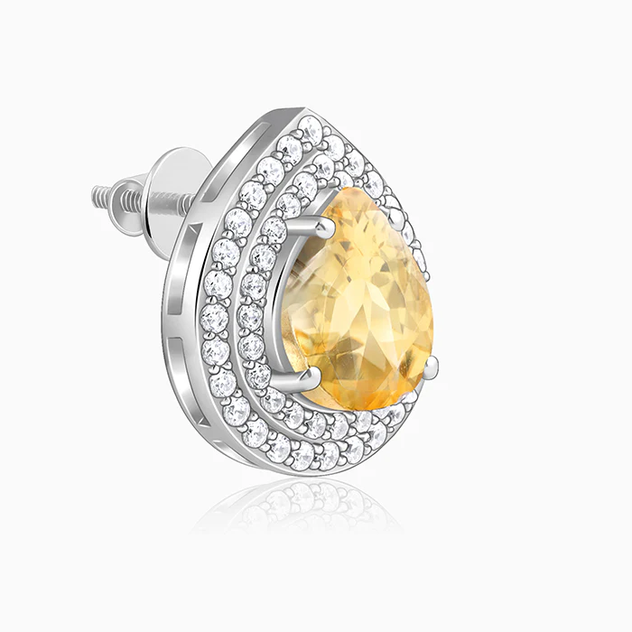 Silver Citrine Drop Studs - Image 4