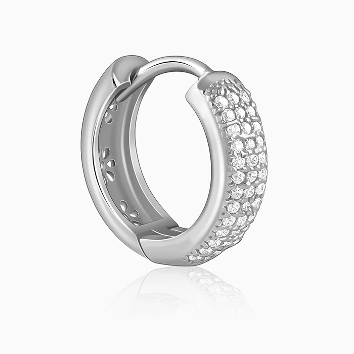 Silver Classic Admiring Hoop Earrings - Image 4