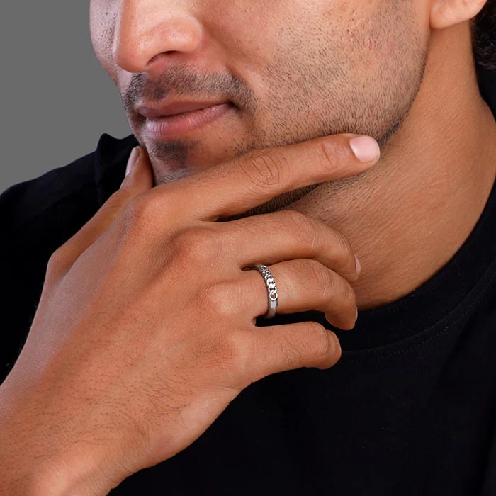 Silver Classic Chain Ring for Him - Image 3