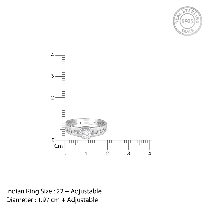 Silver Classic Zircon Ring For Him - Image 6
