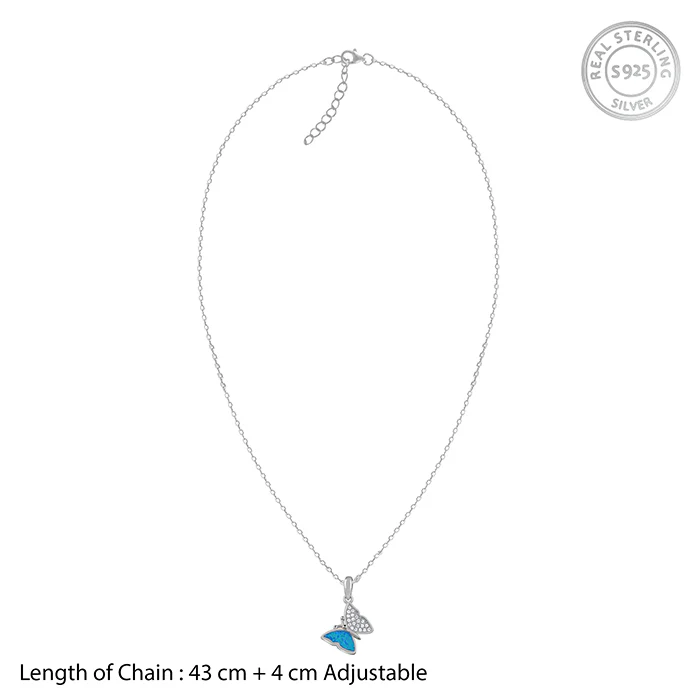 Silver Classy Butterfly Pendant With Link Chain - Image 6