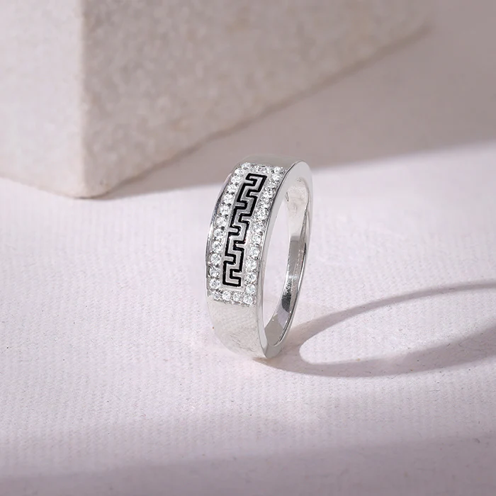 Silver Classy Shimmer Ring For Him - Image 2