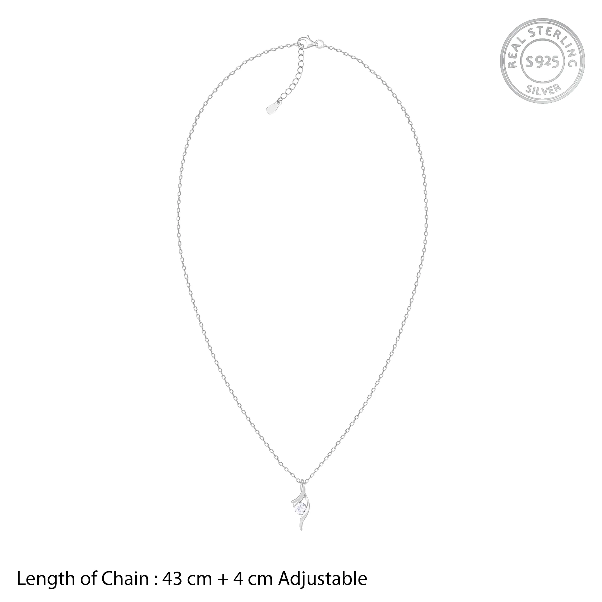Silver Classy Shine Pendant With Link Chain - Image 6