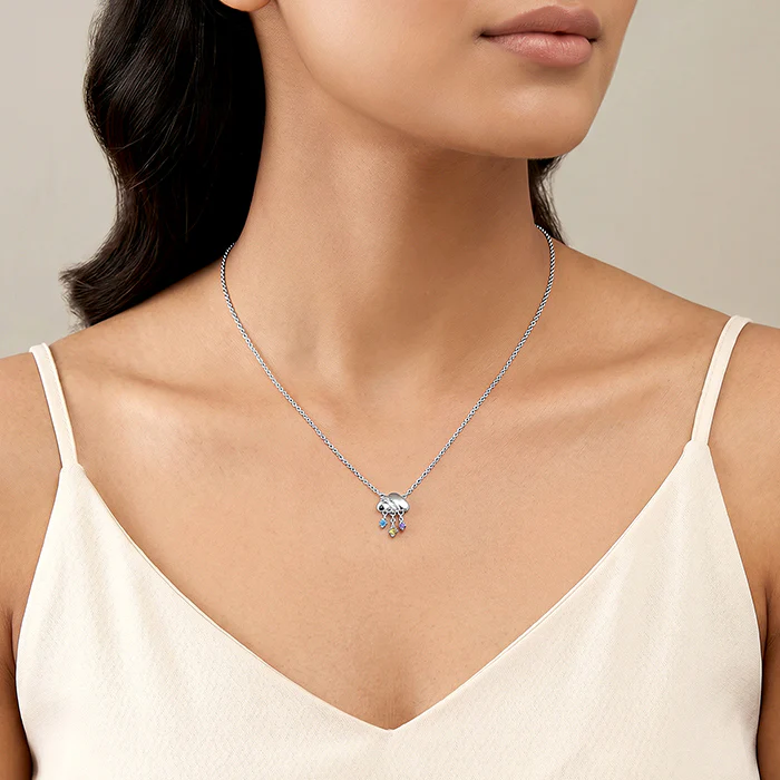 Silver Cloud and Raindrop Necklace - Image 3