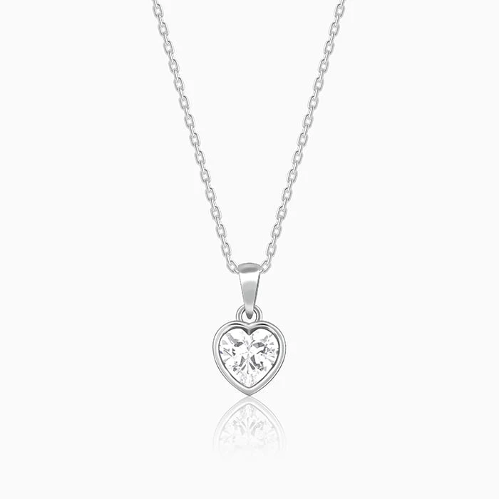 Silver Coeur Pendant with Link Chain