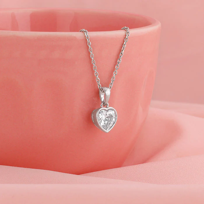 Silver Coeur Pendant with Link Chain - Image 2