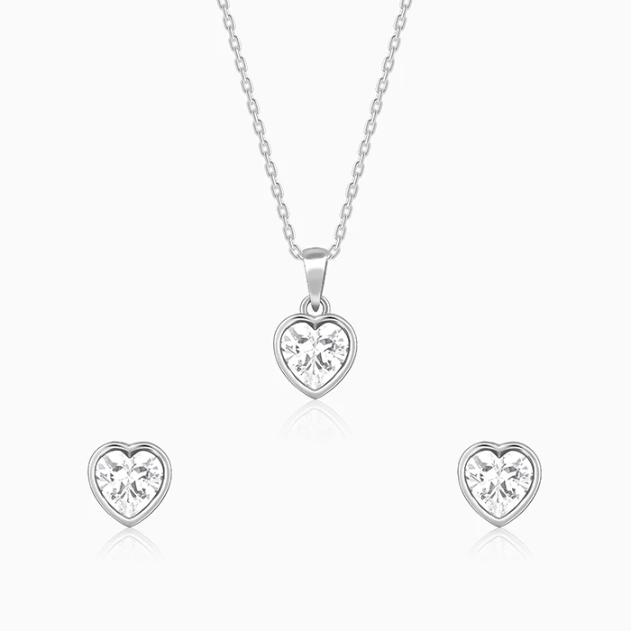 Silver Coeur Set with Link Chain