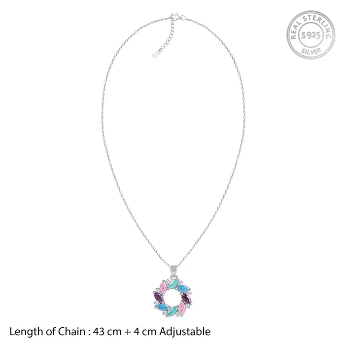 Silver Colourful Wreath Pendant with Link Chain - Image 6