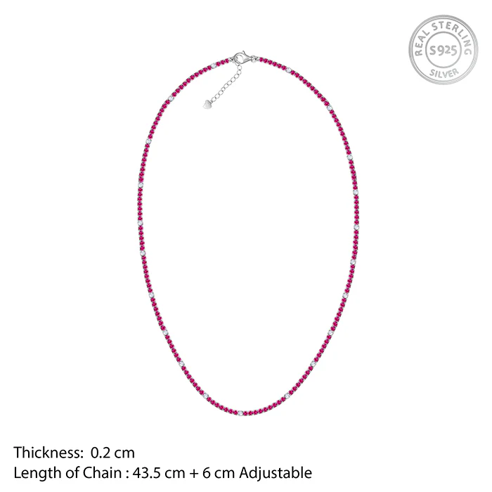 Silver Coral Blush Tennis Necklace - Image 4