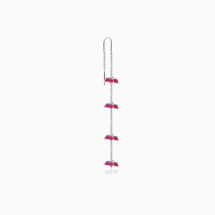 Silver Crimson Sui Dhaga Earrings - Image 4