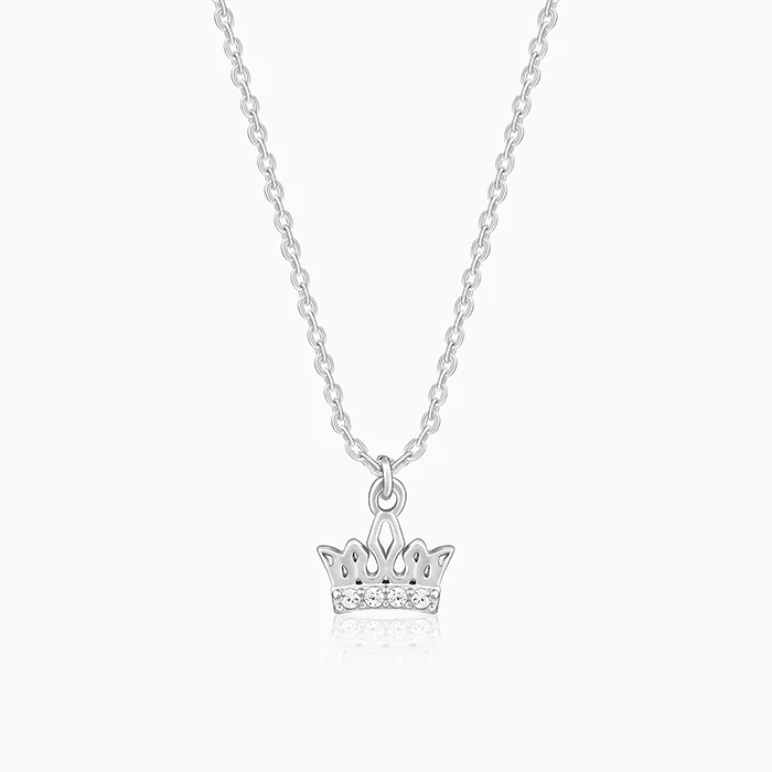 Silver Crown Delight Pendant With Link Chain