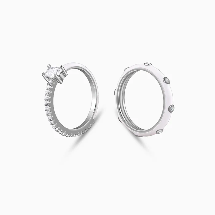 Silver Cute Girl Stack Rings (Size 12) - Image 6