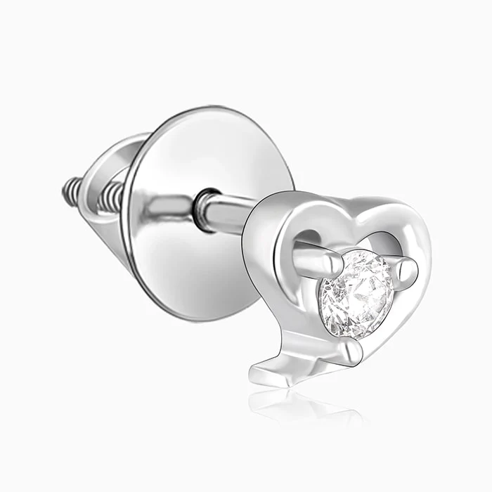Silver Cute Heart Earrings - Image 4