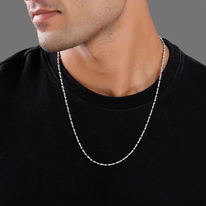 Silver Cylindrical Chain For Him - Image 3