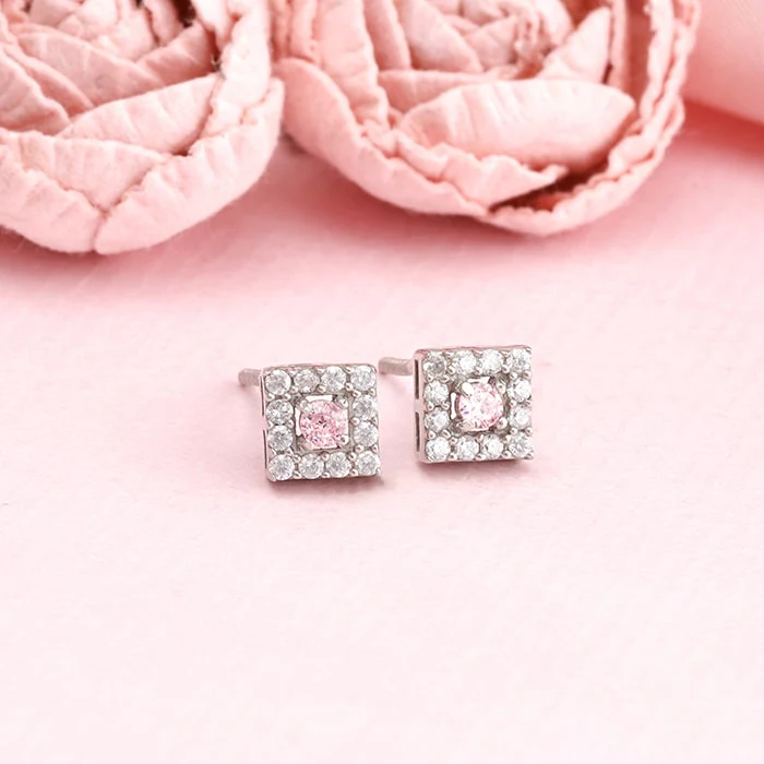 Silver Dazzling Cube Earrings - Image 2