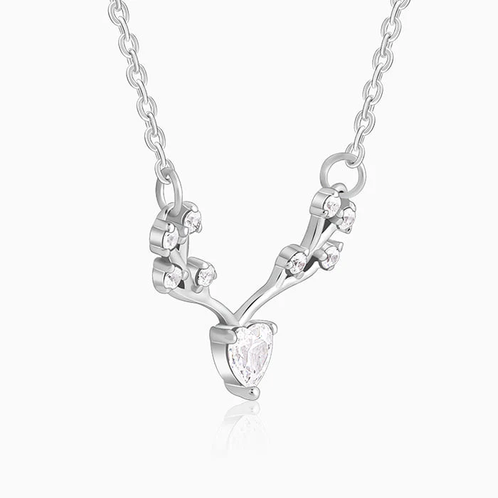 Silver Deer Heart Zircon Necklace - Image 5