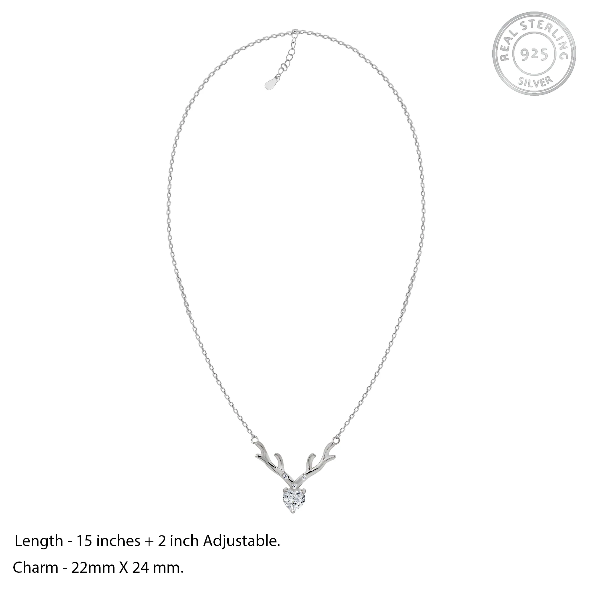 Silver Deer Solitaire Heart Set - Image 3