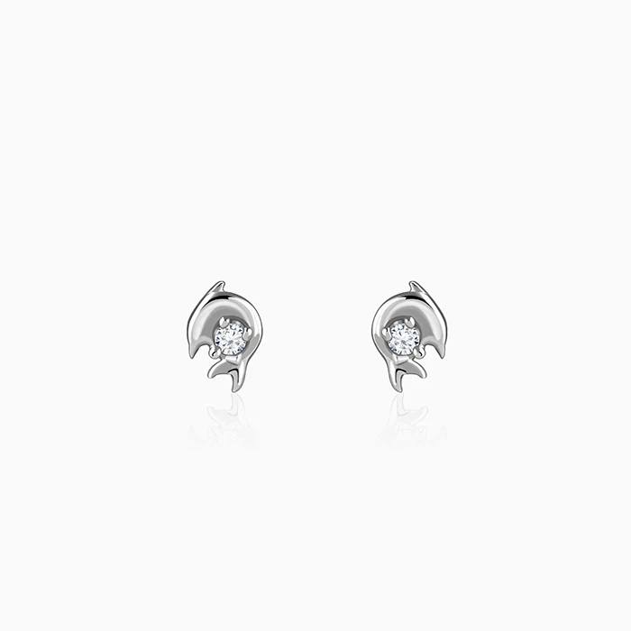 Silver Dolphin Stud Earrings