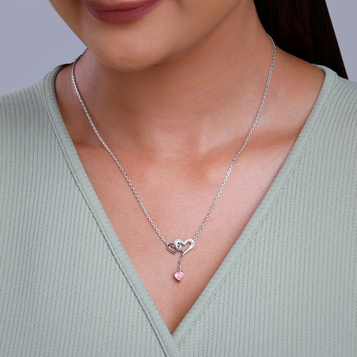 Silver Double Love Necklace - Image 3