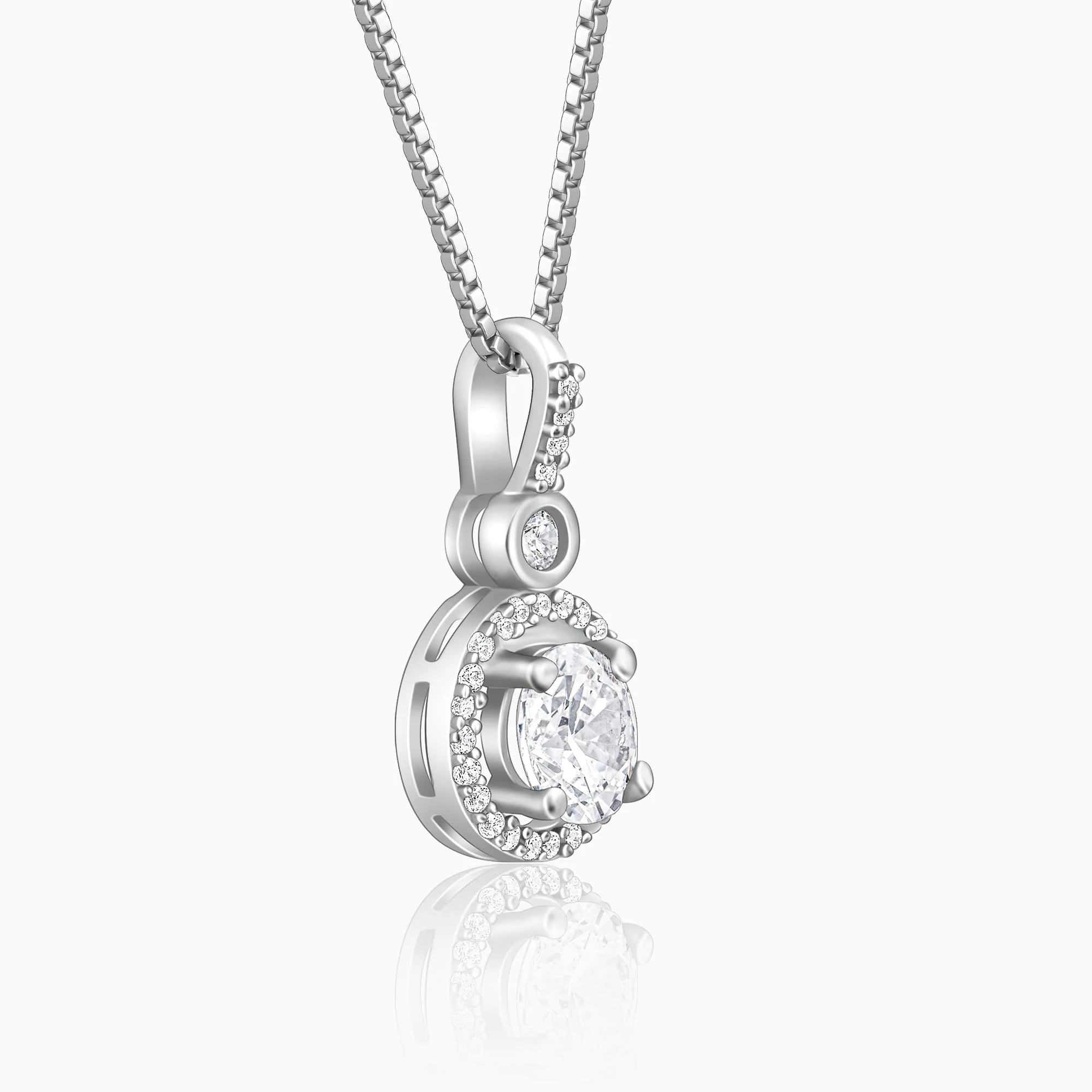Silver Drizzle Drop Pendant with Box Chain - Image 8