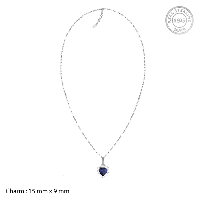 Silver Heart Of The Ocean Pendant With Link Chain - Image 6