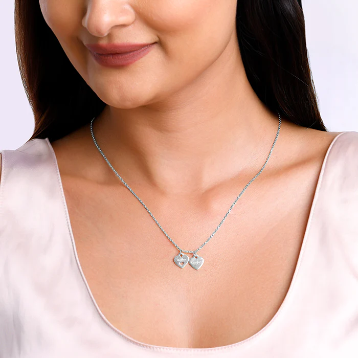 Silver Dual Heart Name Personalised Necklace - Image 4