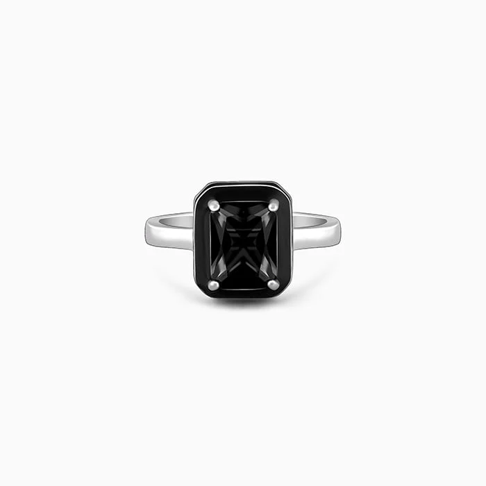 Silver Ebon Black Ring