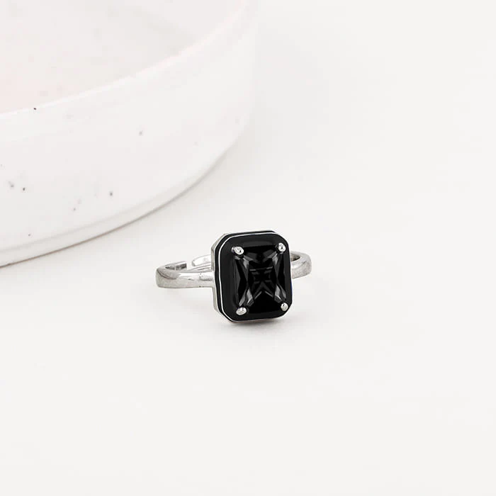 Silver Ebon Black Ring - Image 2