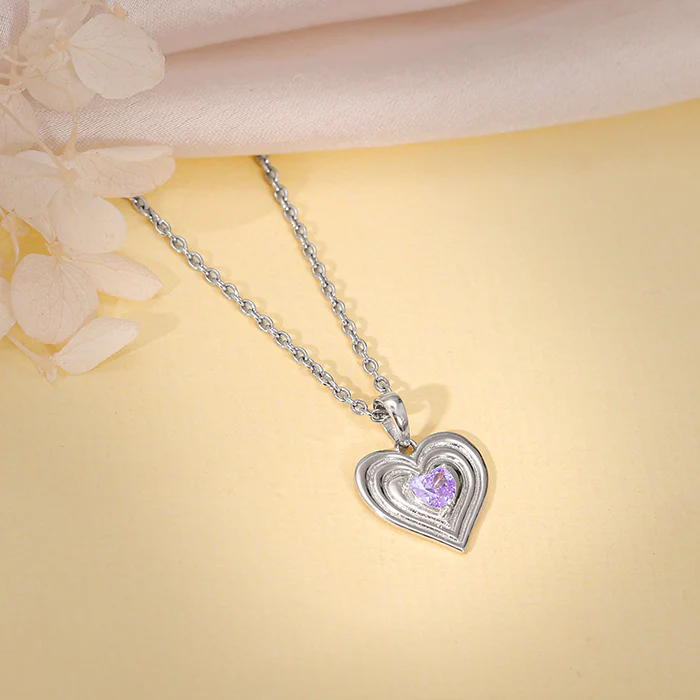 Silver Echo of Love Pendant With Link Chain - Image 2