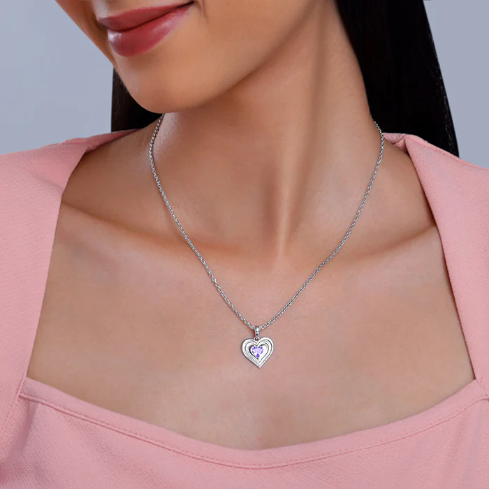 Silver Echo of Love Pendant With Link Chain - Image 3
