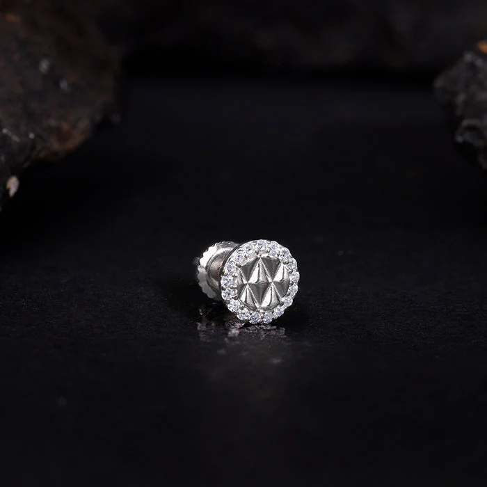 Silver Jacquard Stud For Him - Image 3
