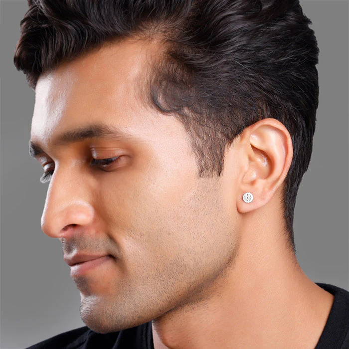 Silver Jacquard Stud For Him - Image 4