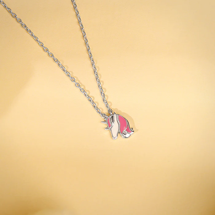 Silver Enchanting Unicorn Kids Pendant With Link Chain - Image 2