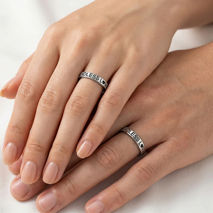 Silver Endless Love Couple Rings - Image 3