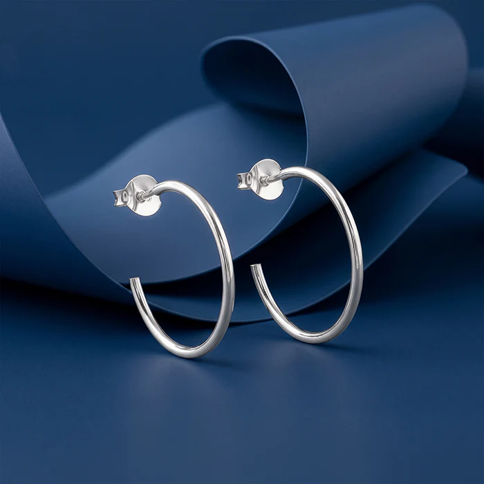 Silver Essential Half Hoop Earrings - Image 2