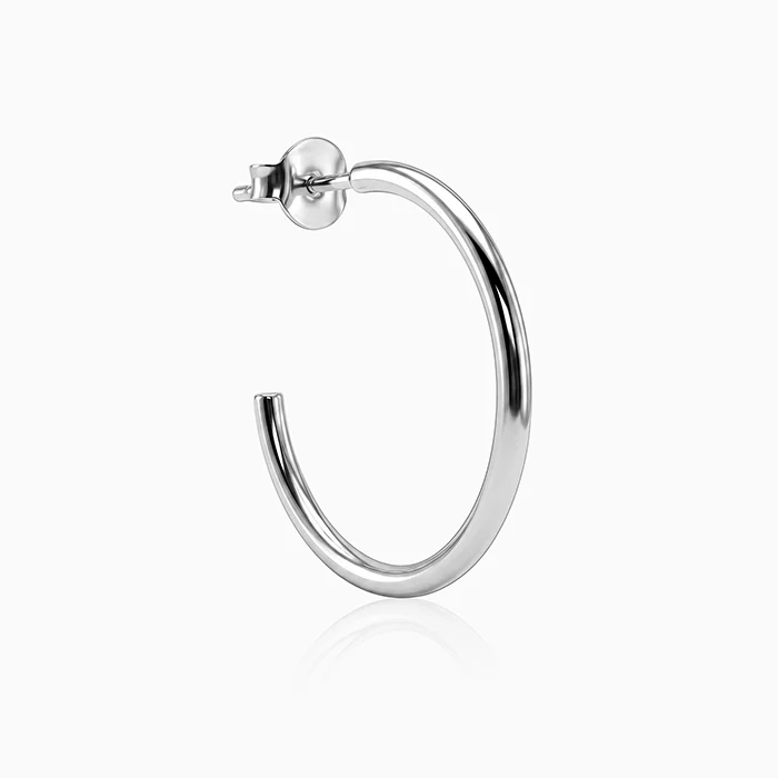 Silver Essential Half Hoop Earrings - Image 4