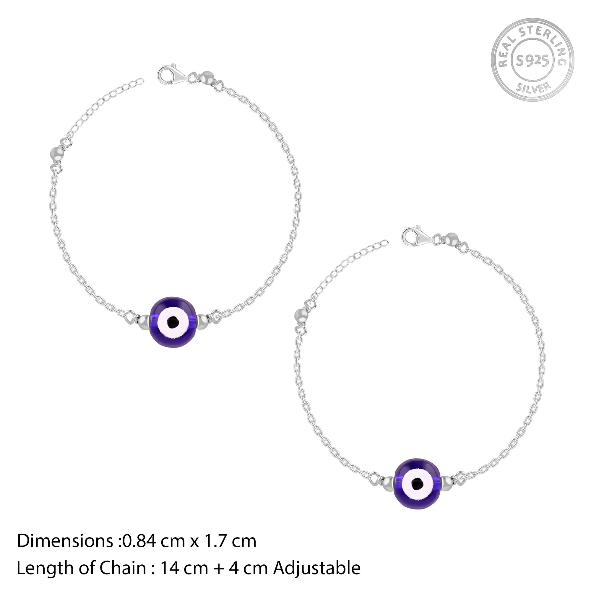 Silver Evil Eye Cutie Kids Anklet - Image 8