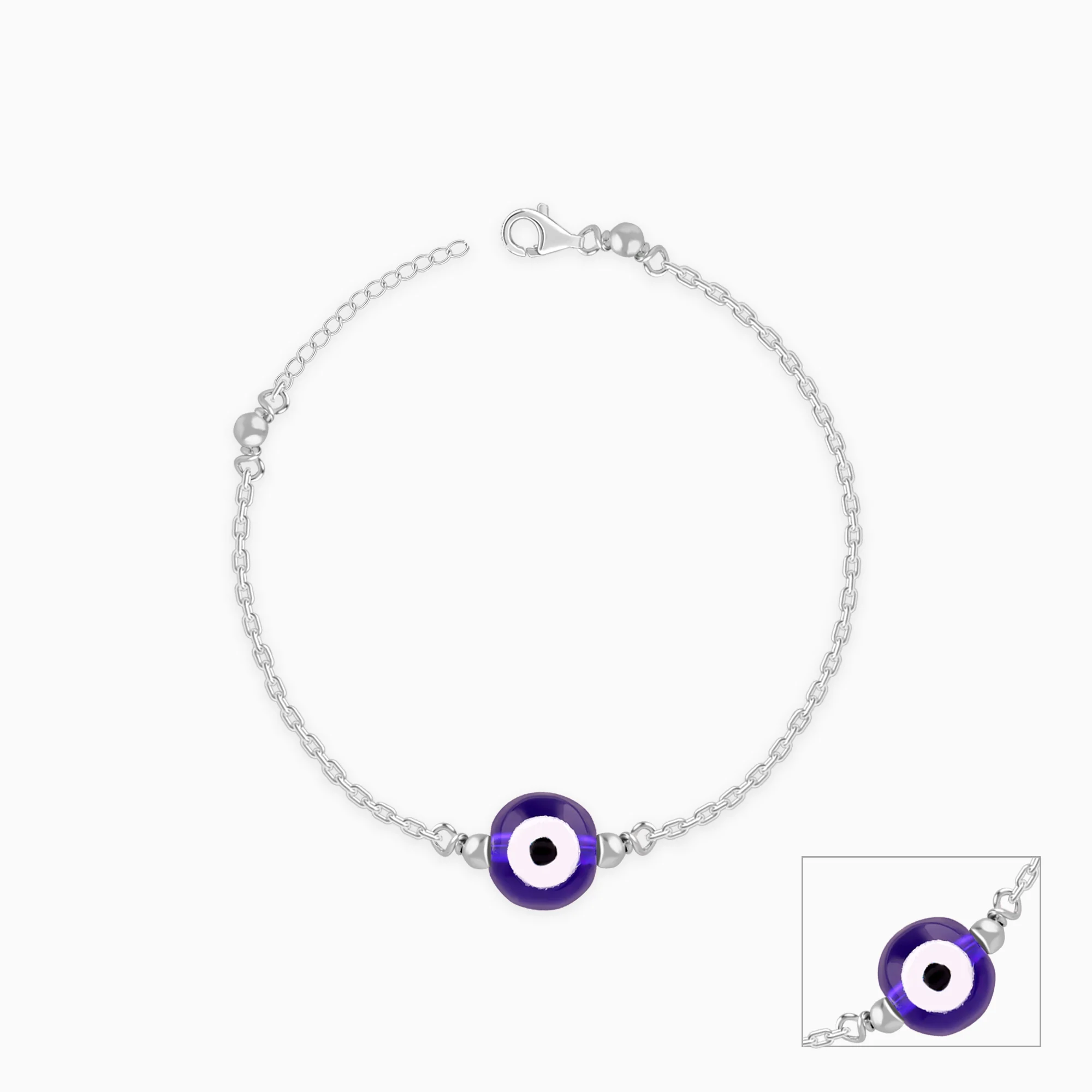 Silver Evil Eye Cutie Kids Anklet Pair - Image 3