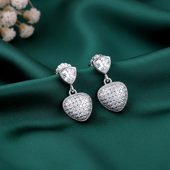 Silver Falling Heart Earrings - Image 2