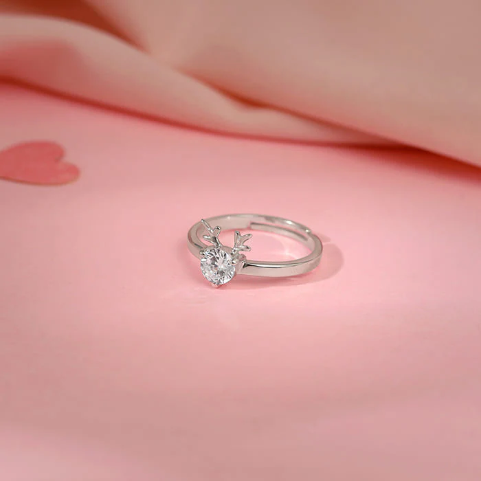 Silver Fawn Heart Ring - Image 2