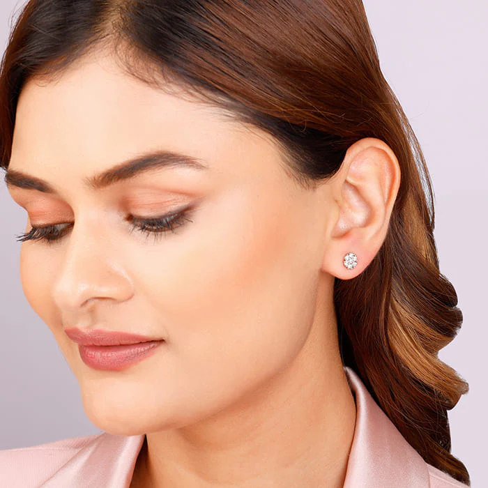 Silver Floral Elegant Earrings - Image 3