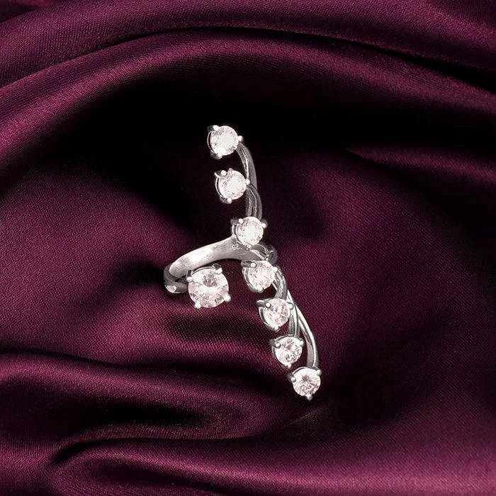 Silver Forever Sparkle Statement Ring - Image 2