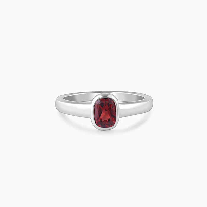 Silver Garnet Ring For Him