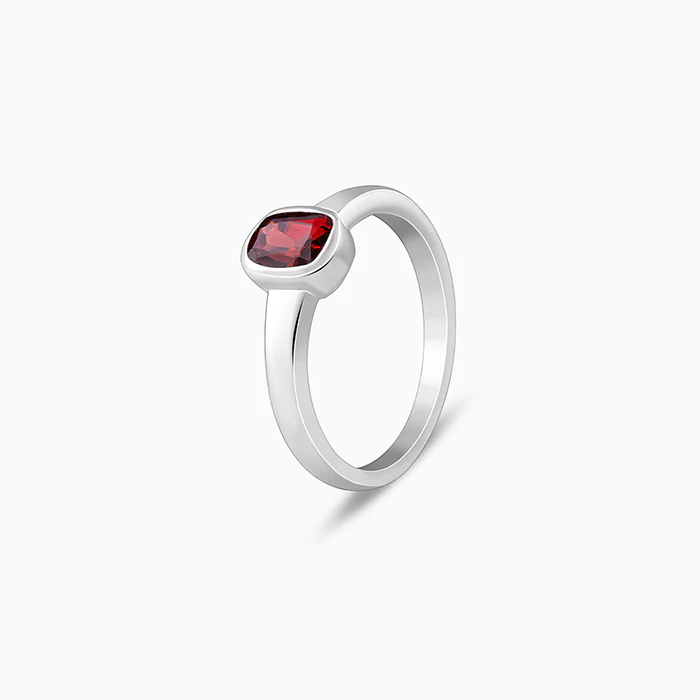 Silver Garnet Squircle Ring For Him - Image 4
